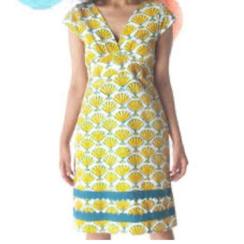 Mata Traders Yaga Crescent obi dress summer blue/yellow Sz S